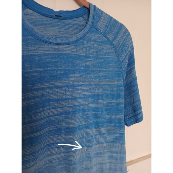 Lululemon Metal Vent Tech 2.0 Shirt Mens M Baltic Blue White Ombre Short Sleeve - Picture 12 of 12